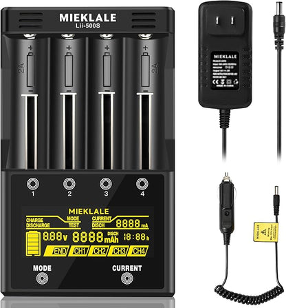 18650 Battery Charger, MIEKLALE 4-Bay Rechargeable Battery Charger by MIEKLALE