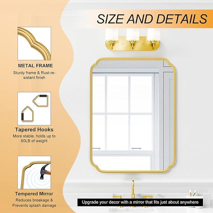 28"x36" Gold Bathroom Mirror - Image 6