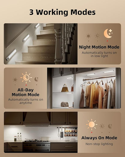 EZVALO 3 Pack Under Cabinet Lighting, 3200mAh Rechargeable Motion Sensor Light - Image 8