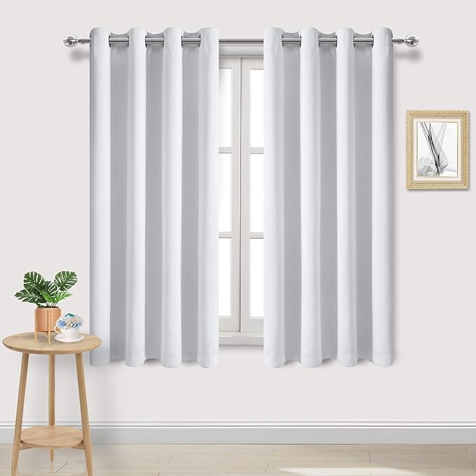 DWCN Greyish White Room Darkening Blackout Curtains, Thermal Privacy Protection by DWCN