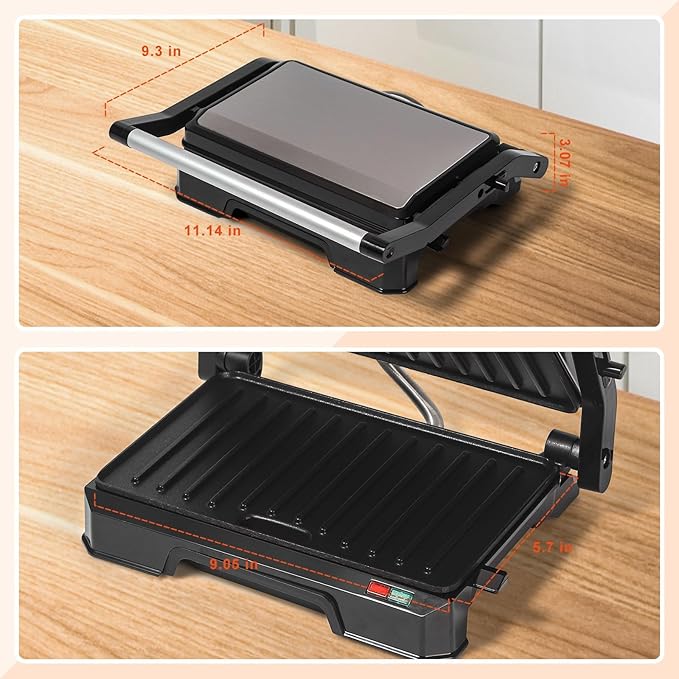 Small Panini Press Grill Sandwich Maker, Electric 3 in 1 Panini Sandwich Maker - Image 4