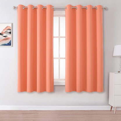 DUALIFE Coral Curtain Panels for Bedroom 45 Inch Length 2 Panels Set Room by DUALIFE