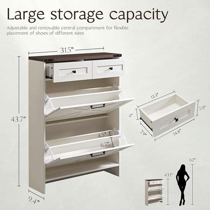 Shoe Storage Cabinet, Farmhouse Shoe Organizer - Image 2