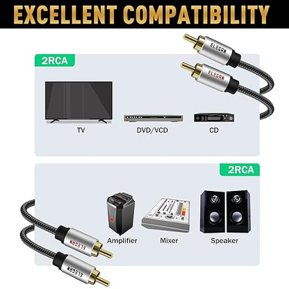 Elecan Premium RCA Cable 4 Ft 2 RCA Male to 2 RCA Male Stereo Audio Cable - Image 6
