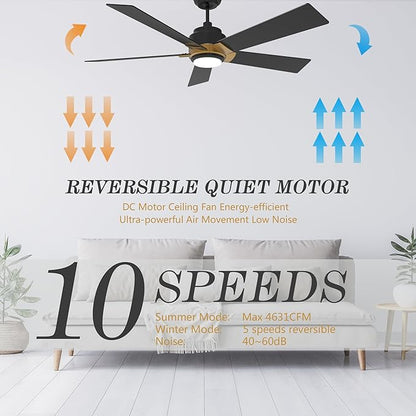 SMAAIR Smart Ceiling Fans with Lights and Remote, 52 Inch Low Profile Ceiling - Image 4