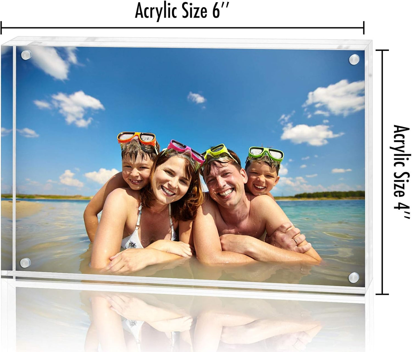 Americanflat 4x6 Acrylic Picture Frame - Double Sided Frames with Magnetic Corners - Transparent Acrylic Frames for Desk or Tabletop Display - 4x6 Picture Frame with Microfiber Cloth Included