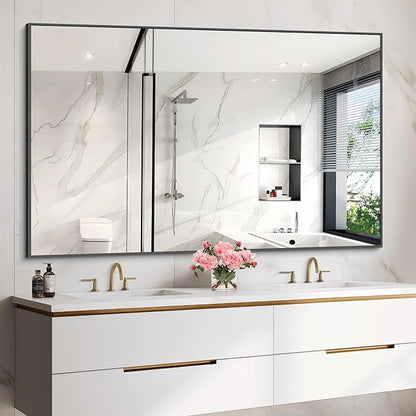 40x60inch Black Bathroom Mirror, Large Rectangular Wall Mirrors - Image 8