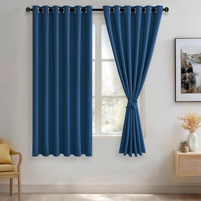 JIUZHEN Classic Blue Blackout Curtains by JIUZHEN