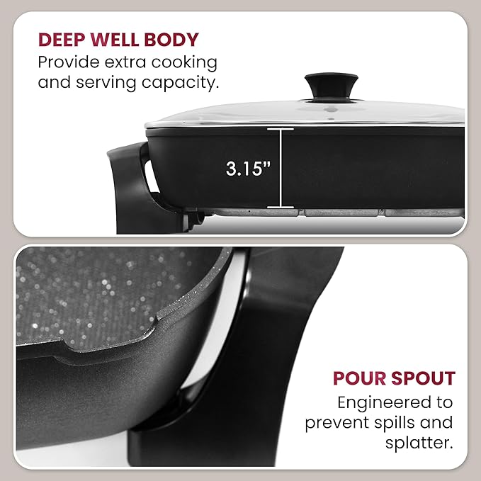 Elite Gourmet EG6203 Extra Deep 16"x13"x3.2" Scratch Resistant, Easy Pour Spout - Image 3