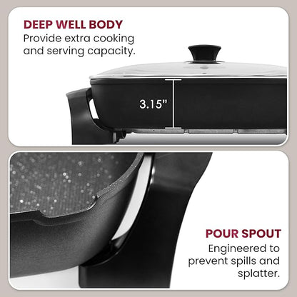 Elite Gourmet EG6203 Extra Deep 16"x13"x3.2" Scratch Resistant, Easy Pour Spout - Image 3