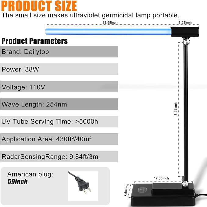 Home Disinfection Device, UV Light Sanitizer, UVC 38W Ultraviolet Light - Image 7
