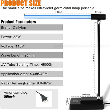 Home Disinfection Device, UV Light Sanitizer, UVC 38W Ultraviolet Light - Image 7
