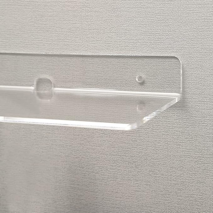 IEEK 4 PCS Clear Small Acrylic Floating Wall Shelves, 9 Inch Adhesive Display - Image 5