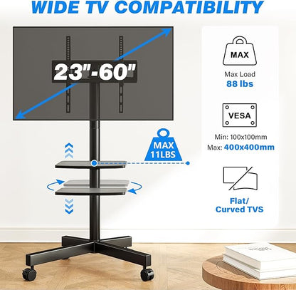Rfiver Mobile TV Stand for 23-60 Inch LCD LED Flat/Curved Panel Screen TVs up - Image 2