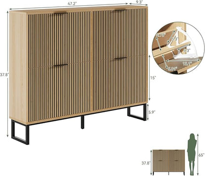 Shoe Cabinet Storage with 4 Flip Drawers, Narrow Hidden Shoe Organizer Cabinet - Image 2