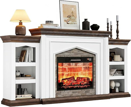 LGHM 80" Fireplace TV Stand for TVs Up to 90 Inch, Electric Fireplace by WelcometoLGHMHome
