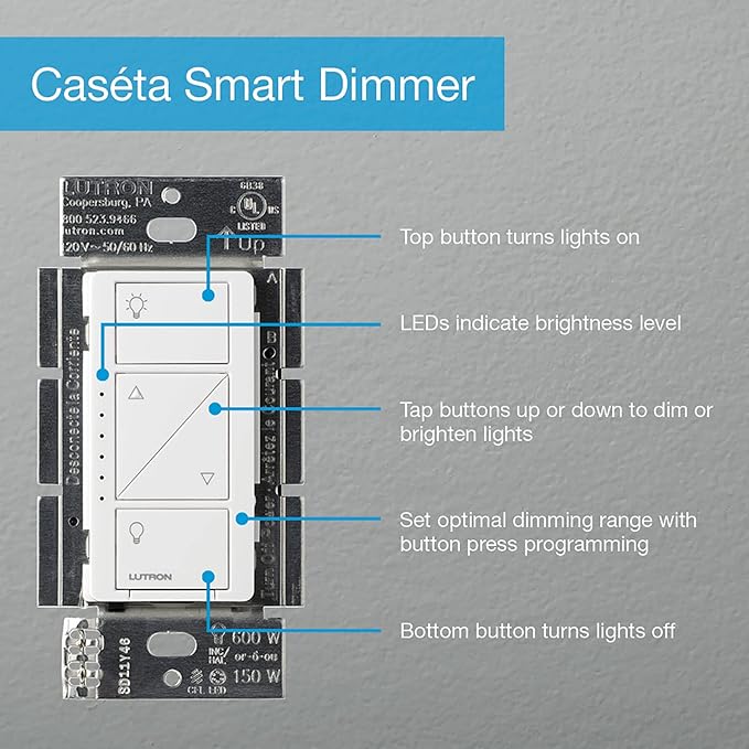 Lutron Caseta 3 Way Smart Dimmer Light Switch Kit, Includes Pico Remote - Image 8
