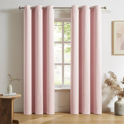 DUALIFE Baby Pink Curtains Blackout 90 Inch Length by DUALIFE