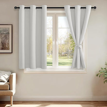 JIUZHEN Greyish White Blackout Curtains by JIUZHEN