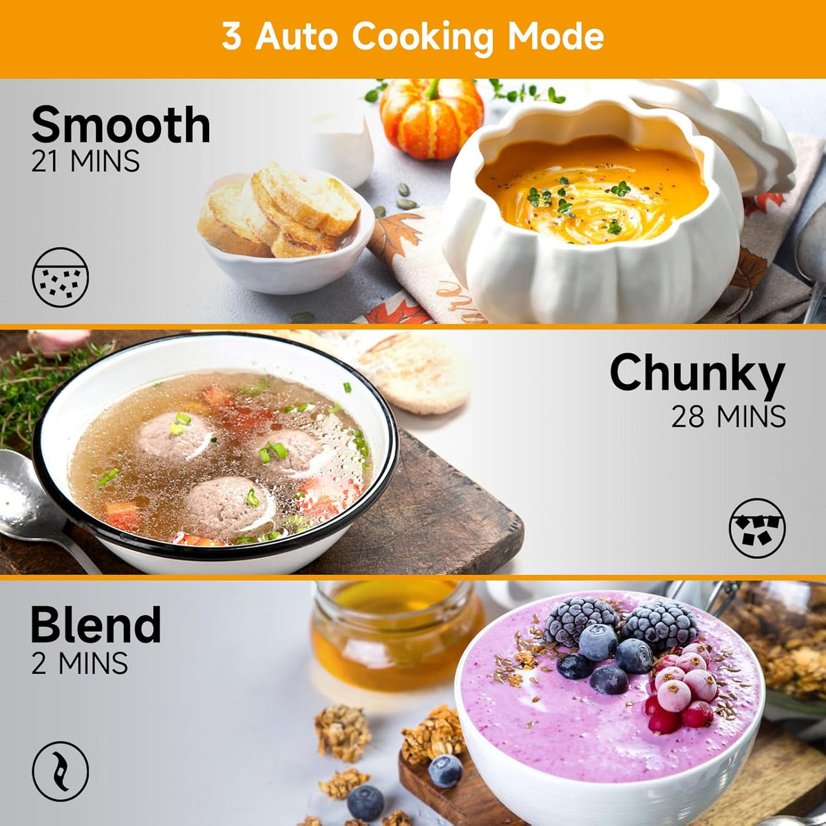 Homtone 1.6L Soup Maker Machine, 4-in-1 Soup Maker & Smoothie Blender, 900W