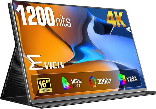 EVICIV Portable Monitor 4K 1200 Nits, 3840 * 2400 UHD, 1MS FreeSync, 2000:1 by EVICIV