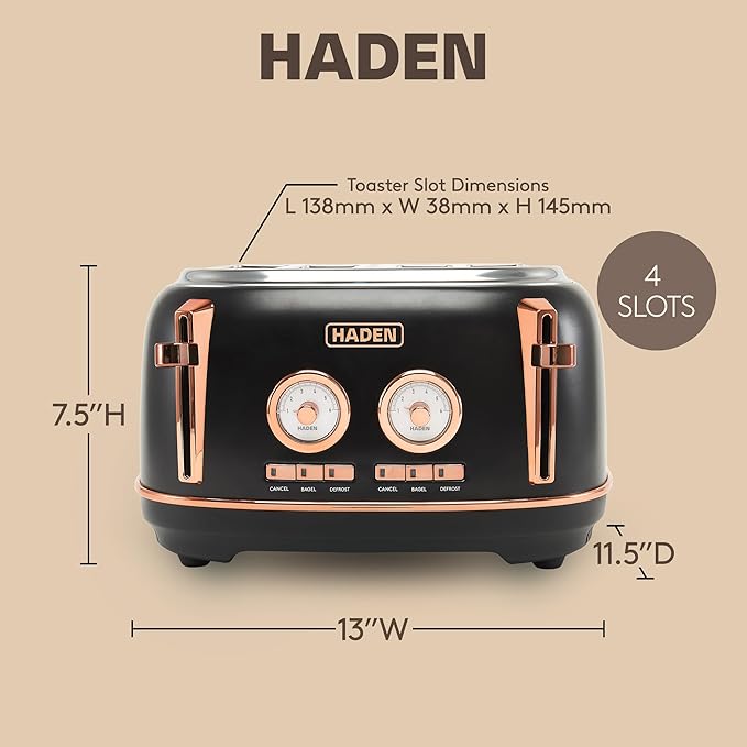 Haden Dorset 4 Slice Wide Slot Stainless Steel Toaster - Image 4