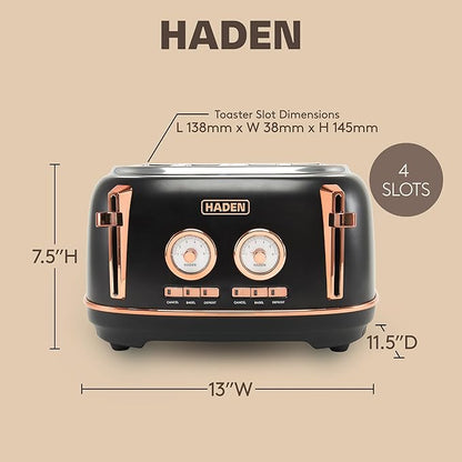 Haden Dorset 4 Slice Wide Slot Stainless Steel Toaster - Image 4
