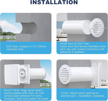 LINGGONGAIR Room Ventilation Fan 4-inch 5W EC Motor, Two-Way Wall Exhaust Fan - Image 9