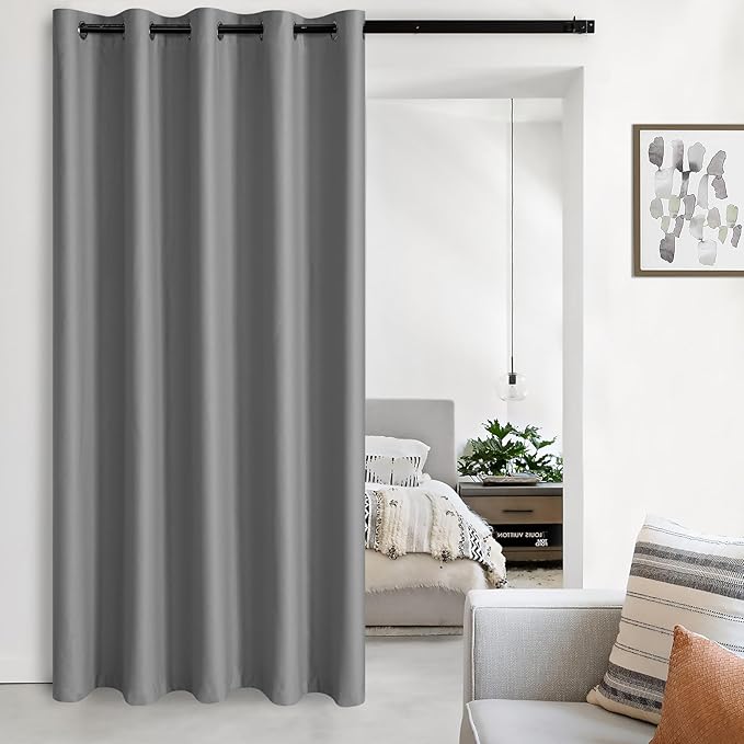 JIUZHEN Blackout Sliding Door Curtain 84 inches Long, Grommet Privacy Protect by JIUZHEN