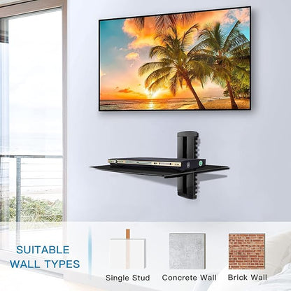 suptek Glass Floating Shelf, 1 Tier Media Shelf - Image 4