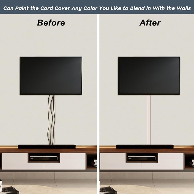 TV Cable Hider - 62.8in PVC Cord Hider Cable Management Wall, Paintable Cable - Image 6