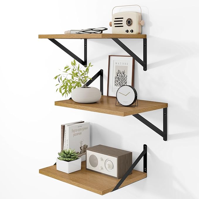 Heimlove Deep Floating Shelves for Wall, 12 Inch Deep Floating Shelves Set of 3 by Heimlove