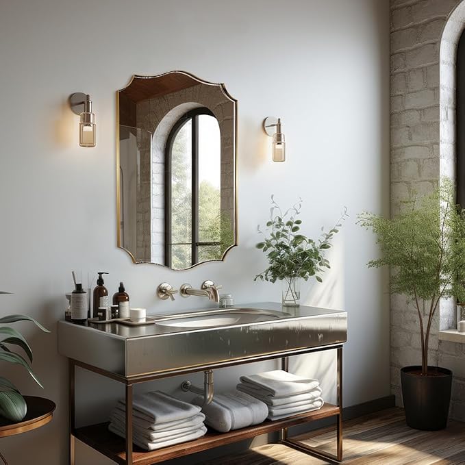 ANDY STAR Bathroom Vanity Mirror, 24x36 Irregular Wall Mirror, Asymmetrical - Image 3