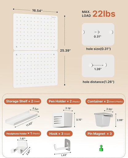 PEGZONE Pegboard Wall Organizer Combination Kit, Overall 25.4"x16.6" Metal - Image 6