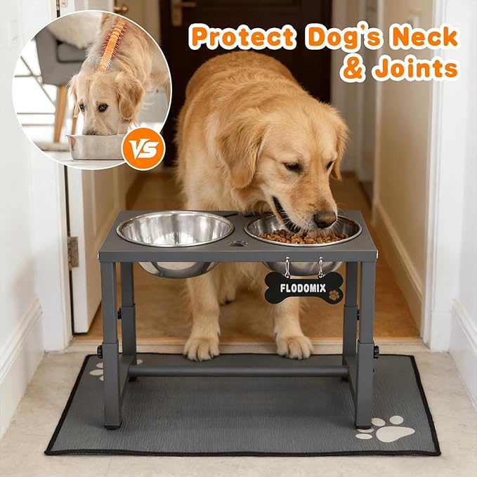 Elevated Dog Bowls, 4 Height Adjustable Metal Raised Bowl Stand - Image 2