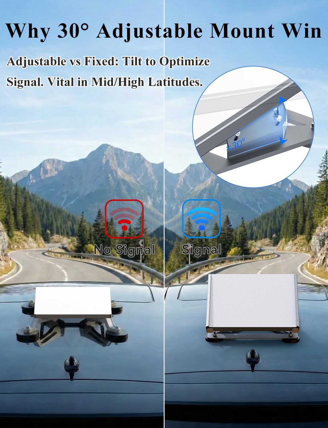 vehiker starlink mini mount magnetic, 30° adjustable car, side view