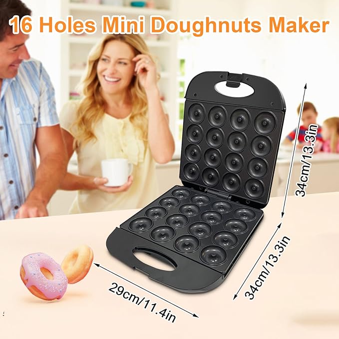 2025 Mini Donut Maker Machine for Home, Kid-Friendly 16-Hole Electric Doughnut - Image 7