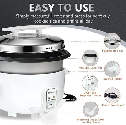 Commercial Rice Cooker, 90-Cup Rice Cooker, 16Qt / 18 L Large Rice Cooker - Image 7