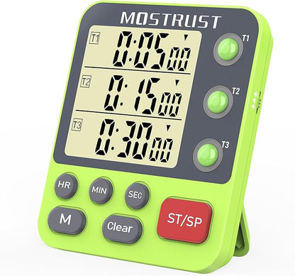 MOSTRUST Digital Dual Kitchen Timer, 3 Channels Countdown Triple Timer by MOSTRUST