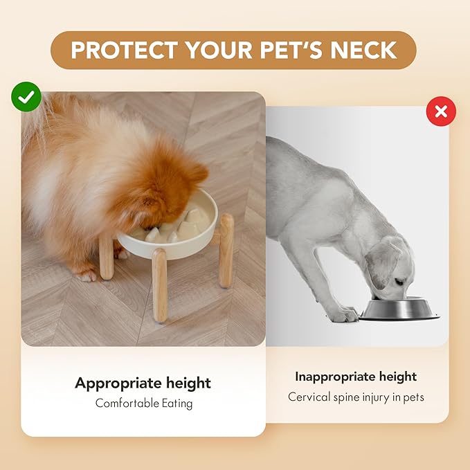 Ceramic 1.2 Cup Dog Raised Slow Feeder Set, Elevated Bowl - Image 7