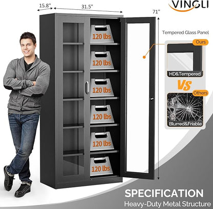 VINGLI Lockable Display Cabinet - Image 3