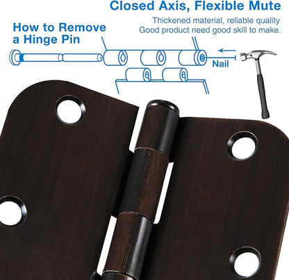 3 Pack 3 1/2 Inch Door Hinges Oil Rubbed Bronze 3.5 Inch Black Interior Hinge - Image 4
