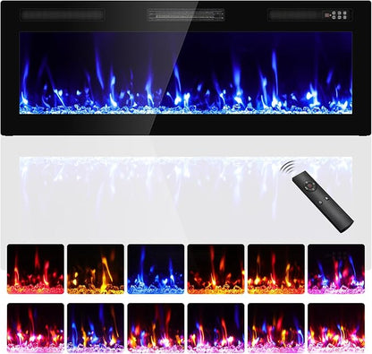 Narrow Bezel Electric Fireplace-50 inch Fireplace Wall Mount/Recessed-Ultra by Kucreiheat