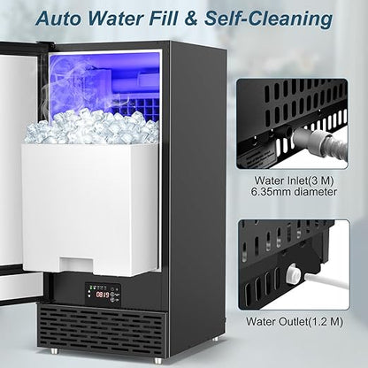 Commercial Ice Maker Machine 120 LBS/24H, 60 LBS Cold Preservation Bin - Image 6