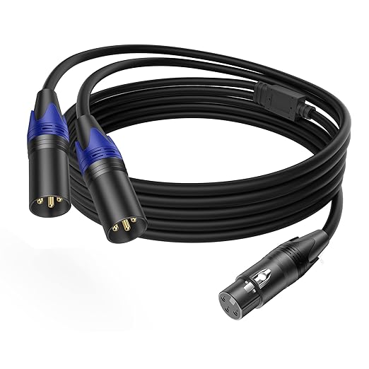 LanSenSu XLR Splitter Cable, 1 Female to 2 Male Patch Y Cable Balanced by LanSenSu