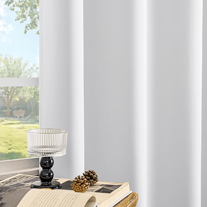Beauoop White 100% Blackout Curtains 84 Inch Long 2 Panels - Image 4