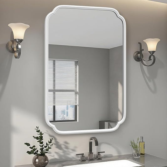 White Bathroom Mirror for Over Sink 24×36 Inch by FerytangeHome
