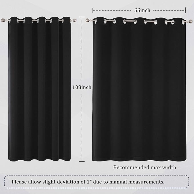 DUALIFE Black Out Curtains 9 ft Extra Long Grommet Blackout Heat Blocking - Image 6
