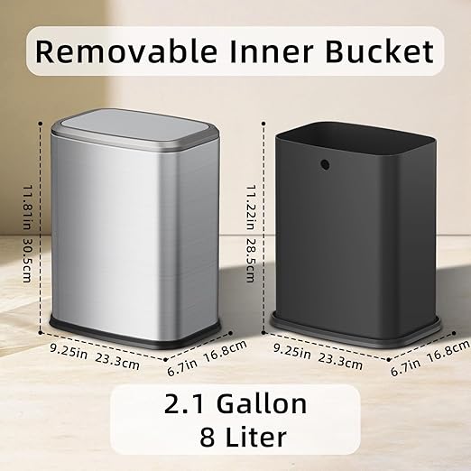 8L/2.1 Gal Small Bathroom Trash Can - Image 6