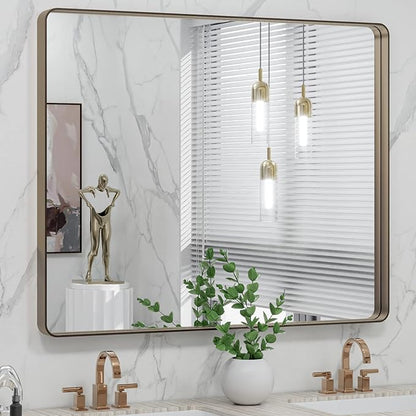 LOAAO 40”X32” Bronze Bathroom Mirrors - Image 8